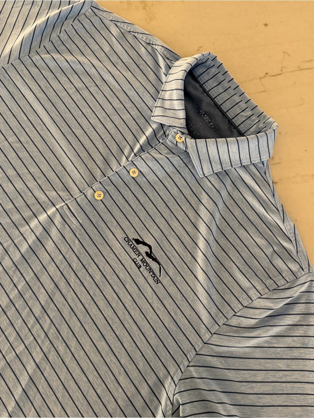 Johnnie-O Golf Polo Shirt Men Large Blue Striped Performance Cramer Mountain